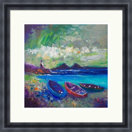 Big Storm Over the Loch, Indaal Light, Islay by John Lowrie Morrison (JOLOMO) Framed Art