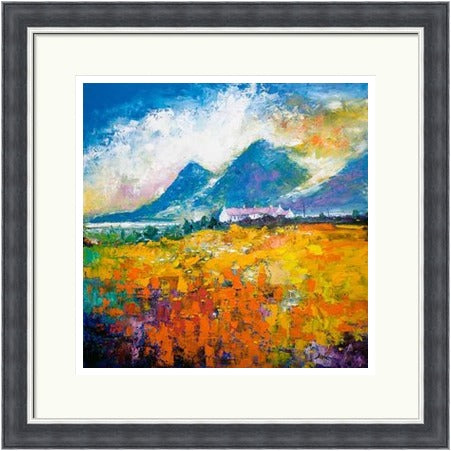 Heatherhouses, Islay looking to the Paps of Jura by John Lowrie Morrison (JOLOMO) Framed Art