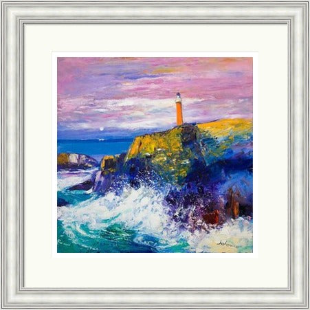 Big Swell, Butt of Lewis Lighthouse by John Lowrie Morrison (JOLOMO) Framed Art