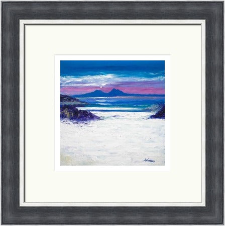 Footprints in the Sand, Portuairk Looking to Rum by John Lowrie Morrison (Jolomo) Framed Art