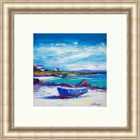 Down In The Rocks Waiting for The Ferry by Jolomo - Scottish coastal harbour artwork framed wall art print, product image 26