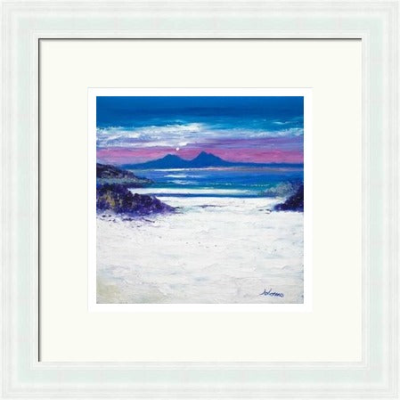 Footprints in the Sand, Portuairk Looking to Rum by Jolomo - Scottish coastal landscape artwork framed wall art print, product image 26