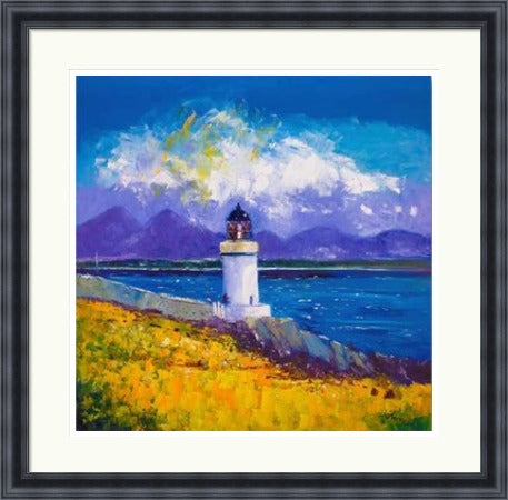 A Summer Squall, Rubh-an-Duin Lighthouse, Isle of Islay by John Lowrie Morrison (JOLOMO) Framed Art