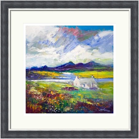 Crofthouse and Peat Stack, Isle of Lewis by John Lowrie Morrison (JOLOMO) Framed Art