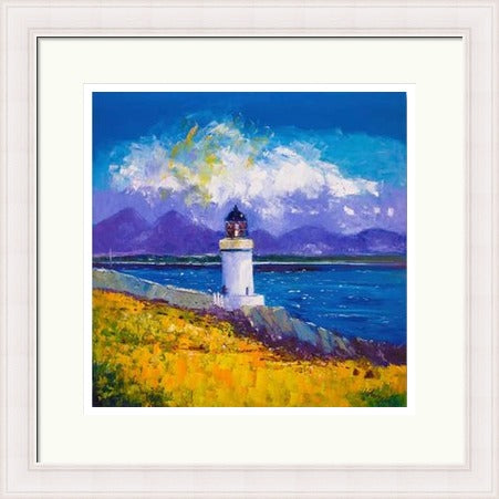 A Summer Squall, Rubh-an-Duin Lighthouse, Isle of Islay by John Lowrie Morrison (JOLOMO) Framed Art