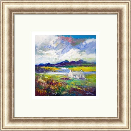 Crofthouse and Peat Stack, Isle of Lewis by John Lowrie Morrison (JOLOMO) Framed Art