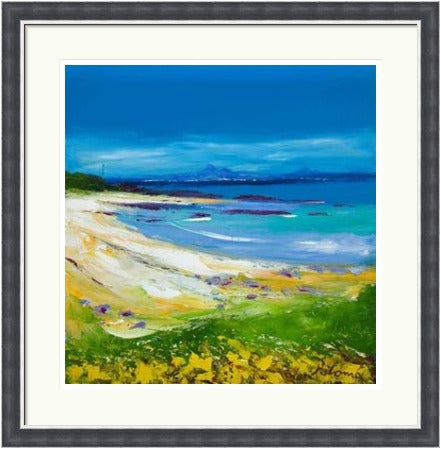 Balnahard Beach, Isle of Colonsay Looking to Mull by John Lowrie Morrison (JOLOMO) Framed Art