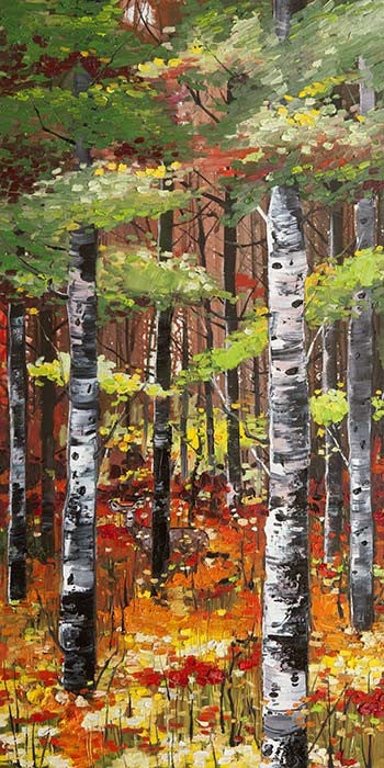 Birch Trees and Poppies by Daniel Campbell