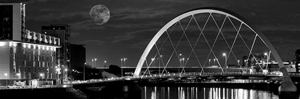 Nightfall Over Glasgow Black and White by Ian Marshall