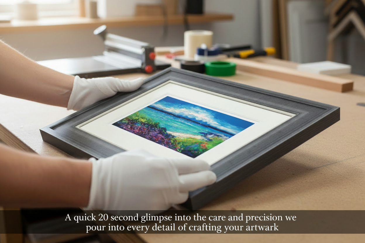 Load video: How Your Artwork Is Professionally Famed (Only 21 Seconds)