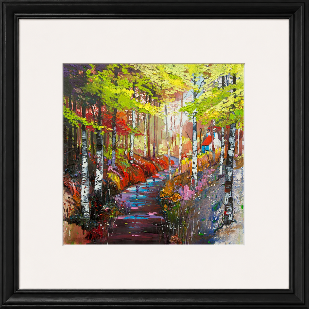 The Ghillie's Cottage by Daniel Campbell Framed Wall Art Print - Framed Medium Overall Size 47cm x 47cm - Black