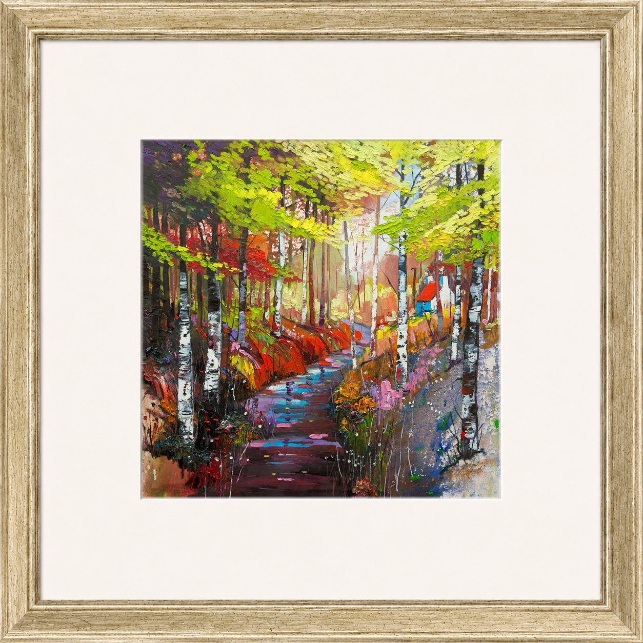 The Ghillie's Cottage by Daniel Campbell Framed Wall Art Print - Framed Medium Overall Size 47cm x 47cm - Gold