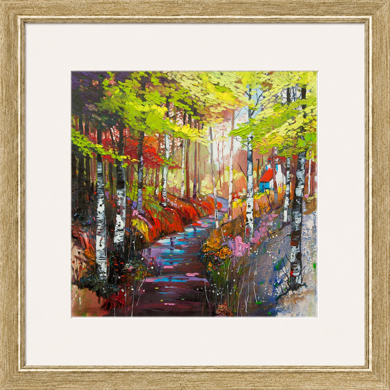 The Ghillie's Cottage by Daniel Campbell Framed Wall Art Print - Framed Large Overall Size 71cm x 71cm - Gold