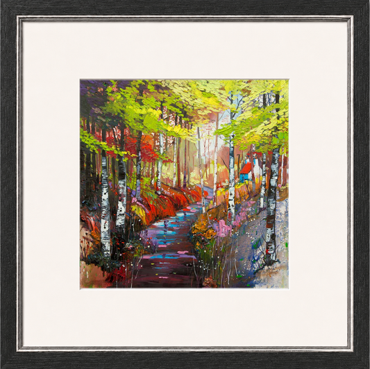 The Ghillie's Cottage by Daniel Campbell Framed Wall Art Print - Framed Medium Overall Size 47cm x 47cm - Grey with Silver trim