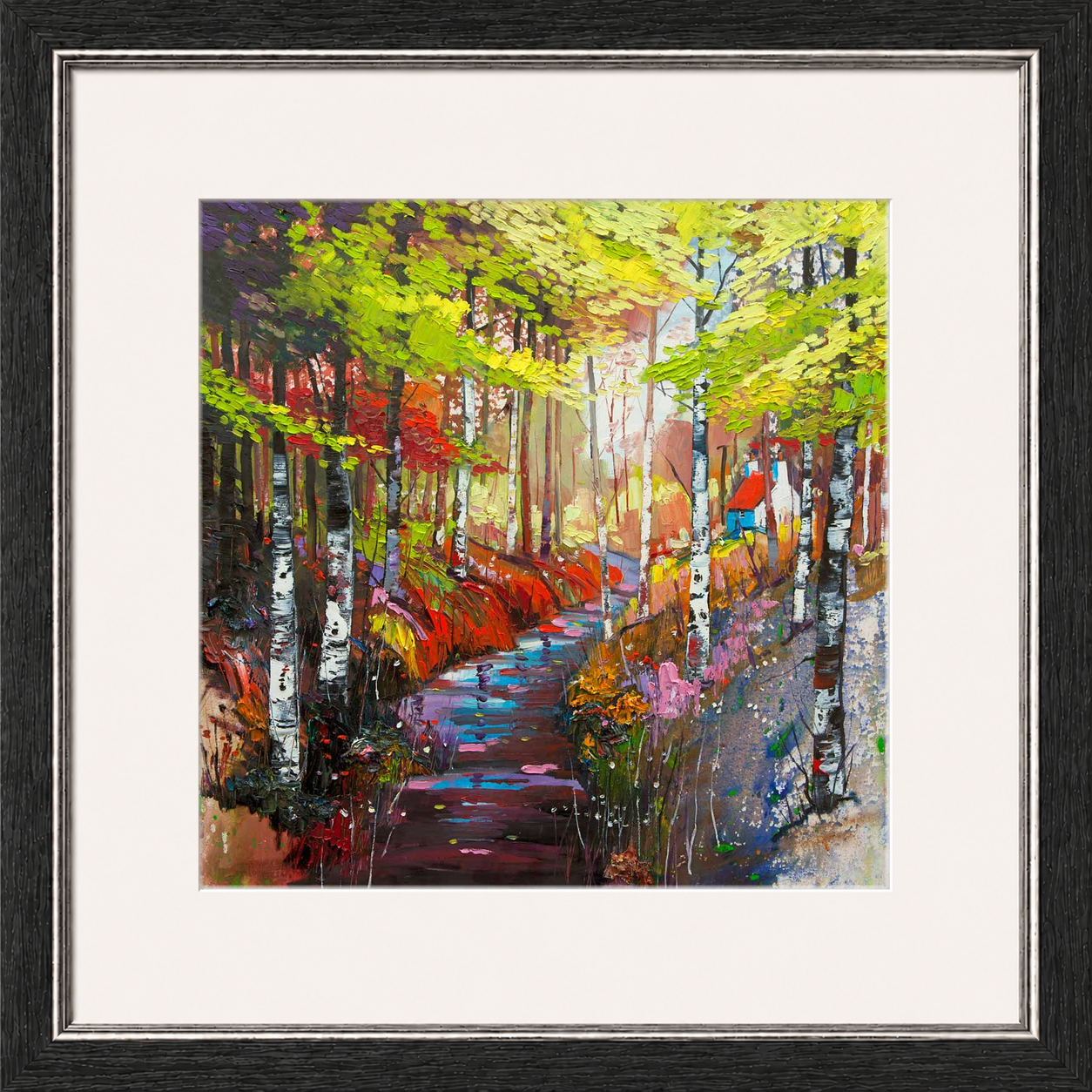 The Ghillie's Cottage by Daniel Campbell Framed Wall Art Print - Framed Large Overall Size 71cm x 71cm - Grey with Silver trim