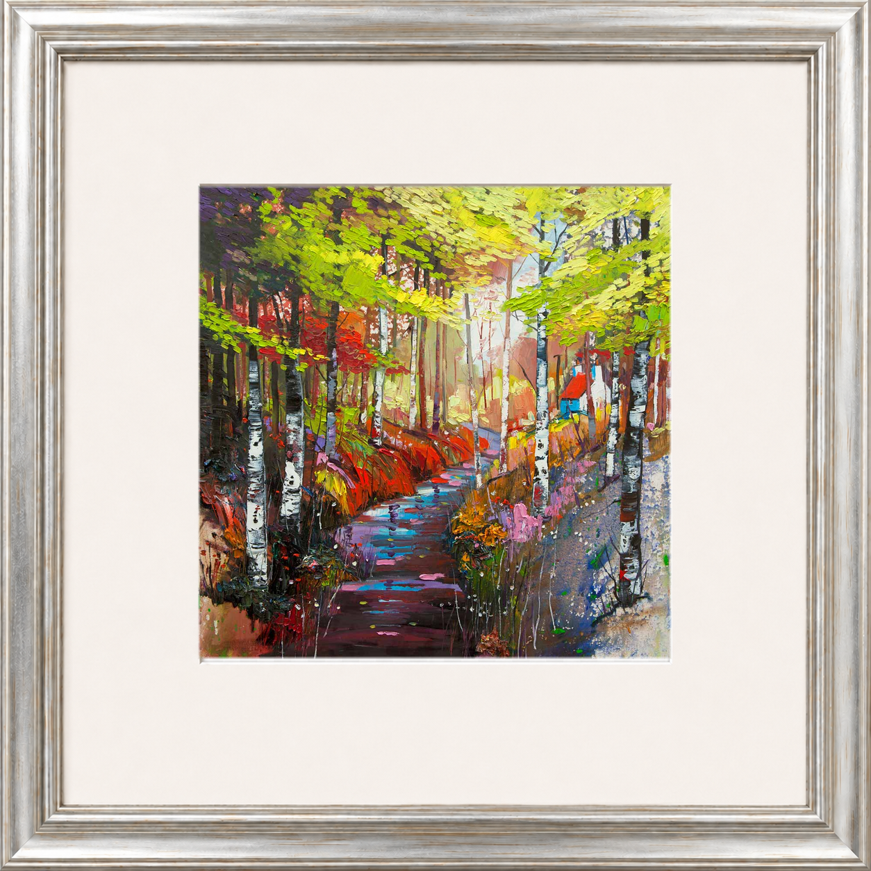 The Ghillie's Cottage by Daniel Campbell Framed Wall Art Print - Framed Medium Overall Size 47cm x 47cm - Silver