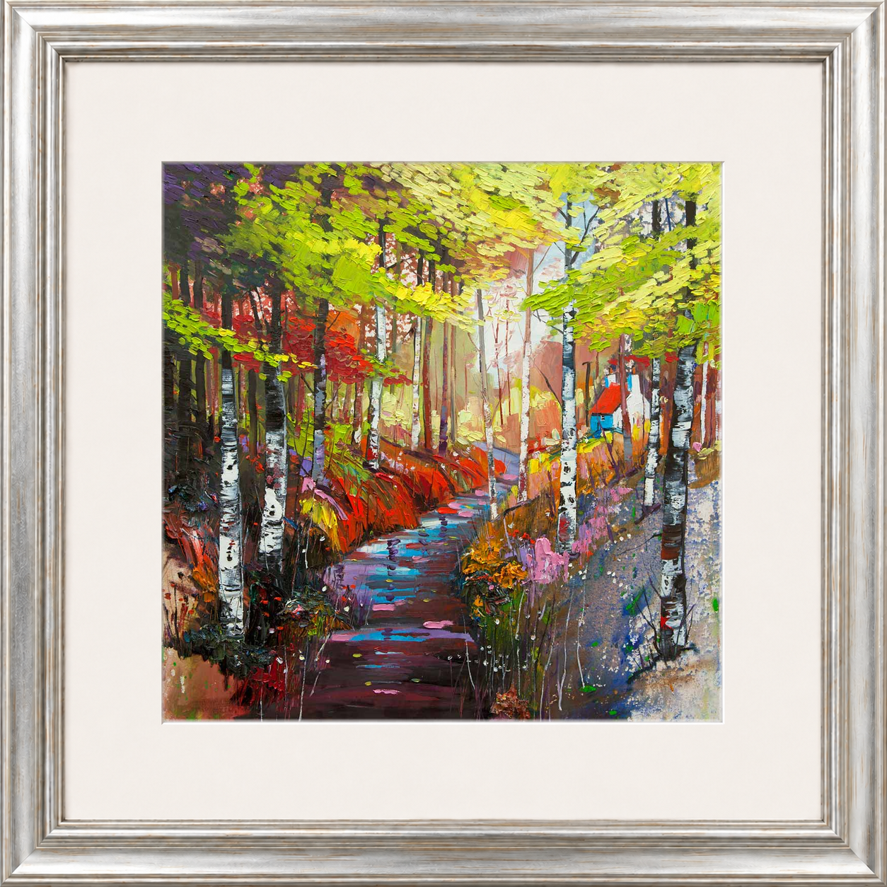 The Ghillie's Cottage by Daniel Campbell Framed Wall Art Print - Framed Large Overall Size 71cm x 71cm - Silver