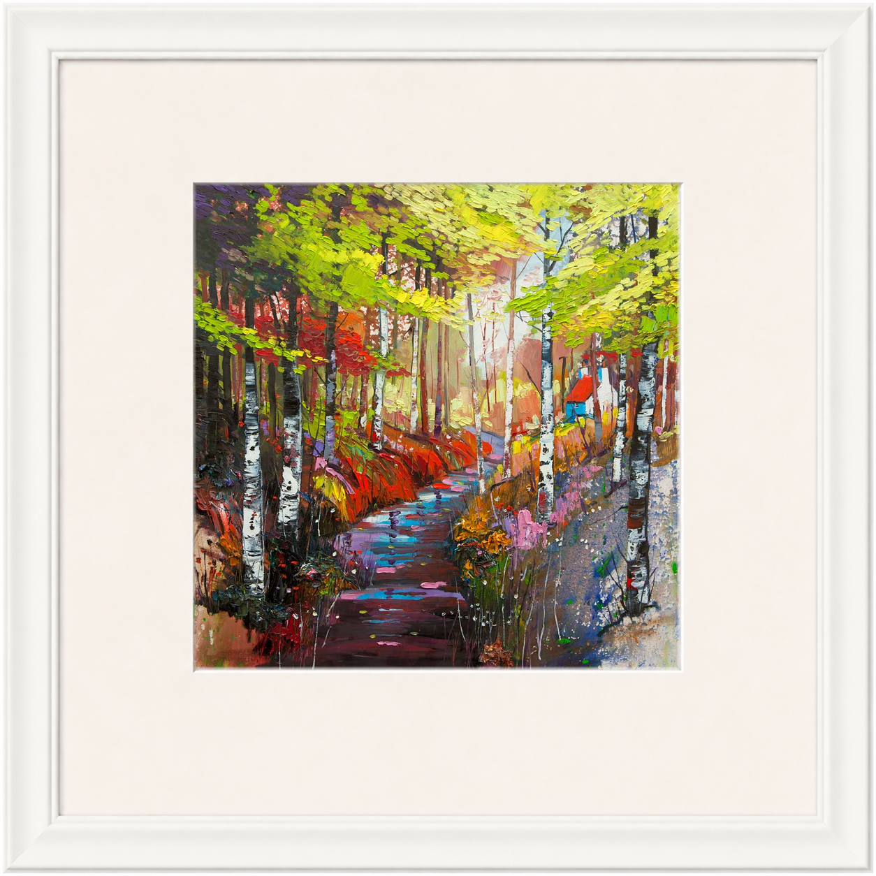 The Ghillie's Cottage by Daniel Campbell Framed Wall Art Print - Framed Medium Overall Size 47cm x 47cm - White