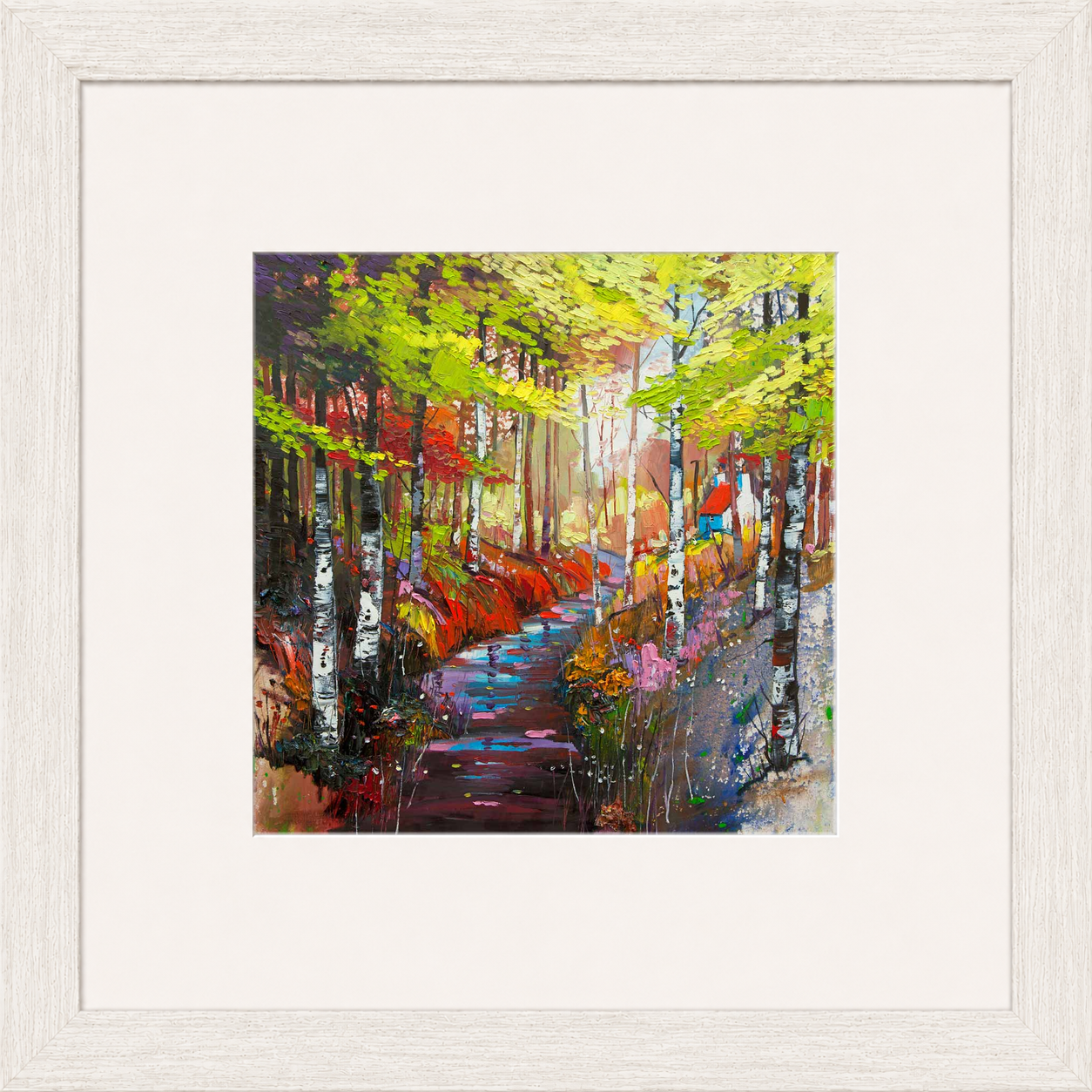 The Ghillie's Cottage by Daniel Campbell Framed Wall Art Print - Framed Medium Overall Size 47cm x 47cm - White Washed Effect