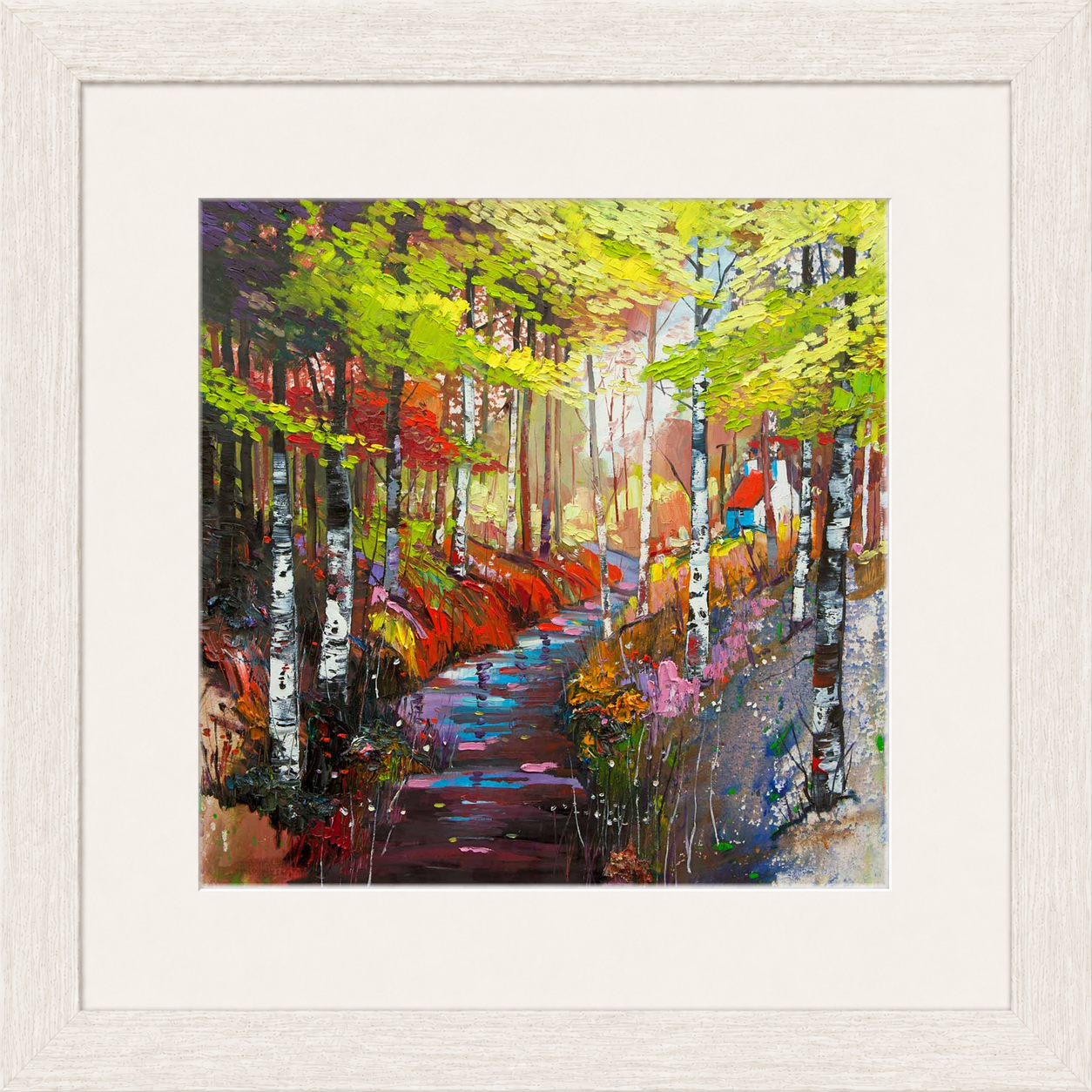 The Ghillie's Cottage by Daniel Campbell Framed Wall Art Print - Framed Large Overall Size 71cm x 71cm - White Washed Effect