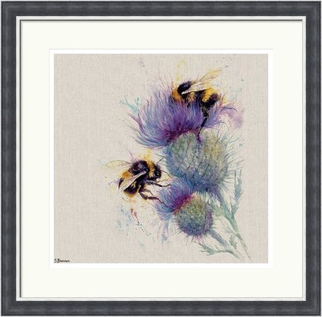 Bees on Thistle by Jane Bannon