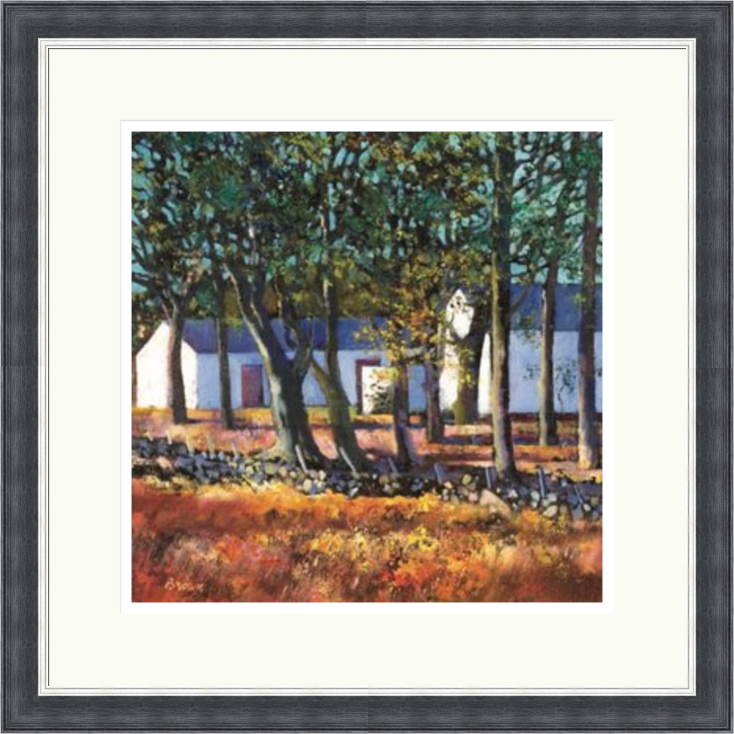 Farm Buildings Through Trees  (Signed Limited Edition) by Davy Brown