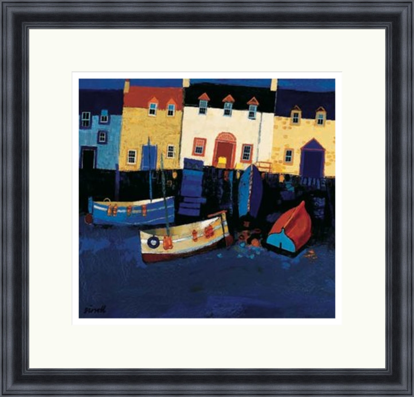 Boats and Tarry wall (Limited Edition) by George Birrell