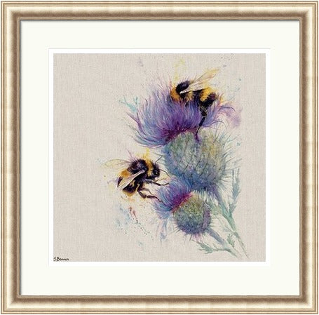 Bees on Thistle by Jane Bannon
