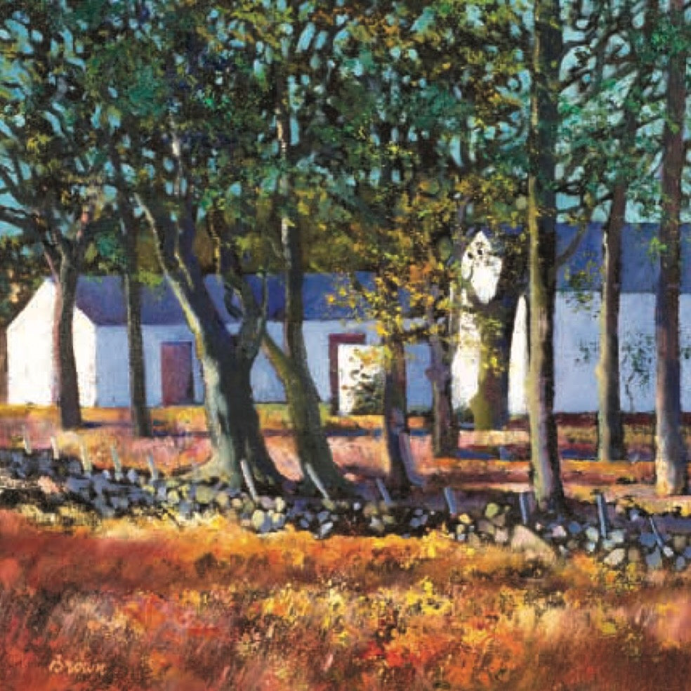Farm Buildings Through Trees  (Signed Limited Edition) by Davy Brown