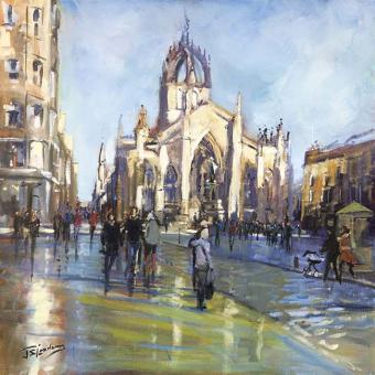 After the Rain, Royal Mile, Edinburgh by James Somerville Lindsay