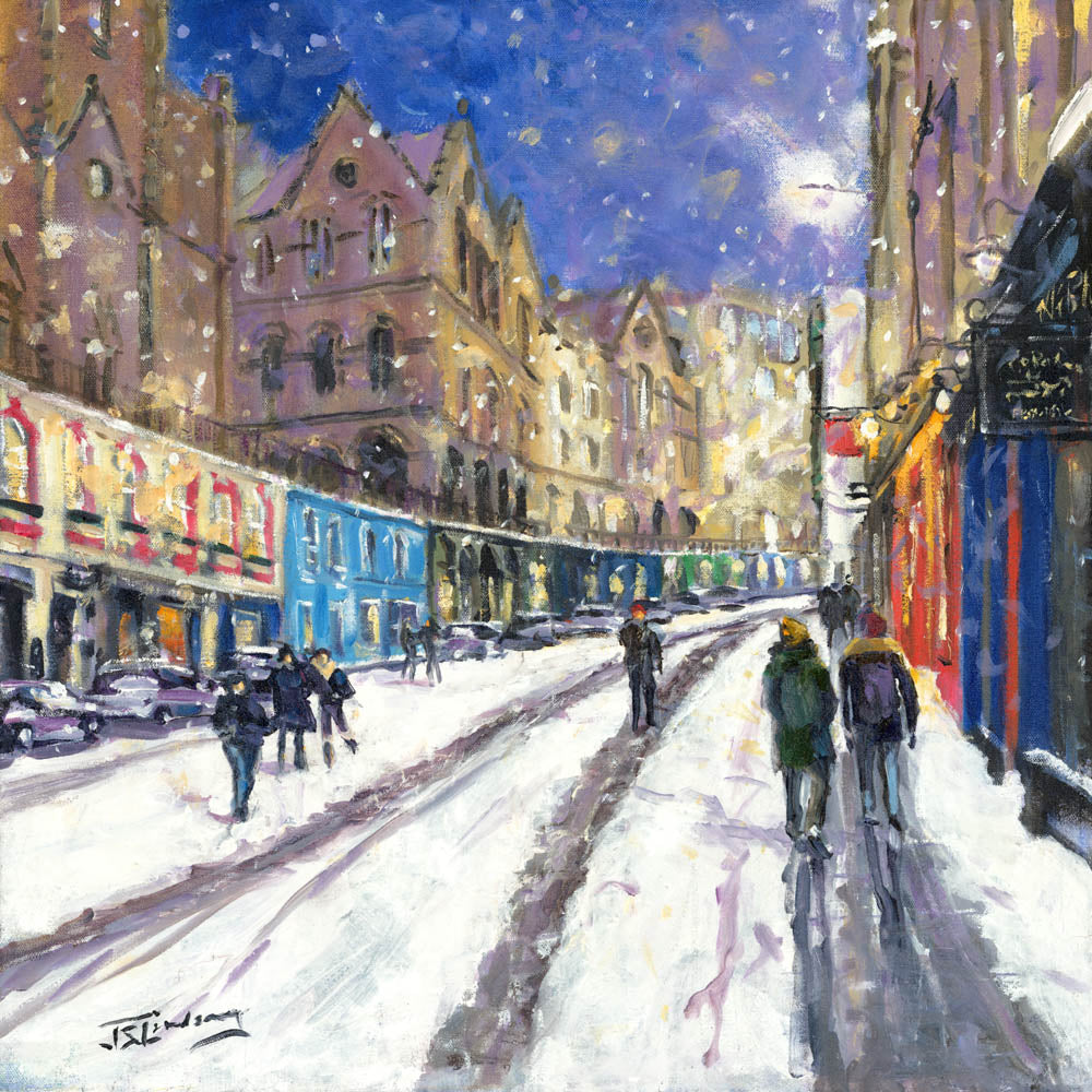 Heavy Snowfall, Victoria Street Edinburgh by James Somerville Lindsay