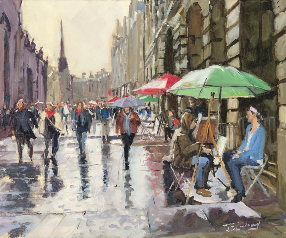 Rainy Day on the Royal Mile, Edinburgh by James Somerville Lindsay