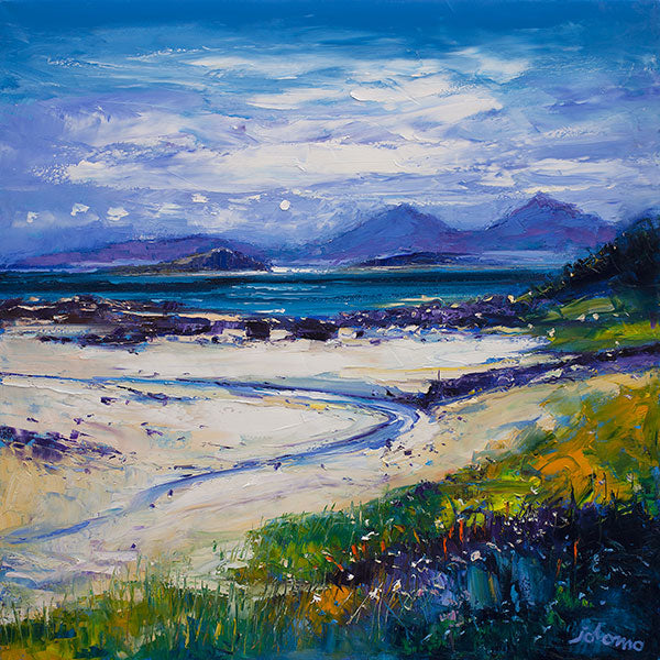 Summer Moonrise on the Paps of Rum from Portuiark by John Lowrie Morrison (JOLOMO)