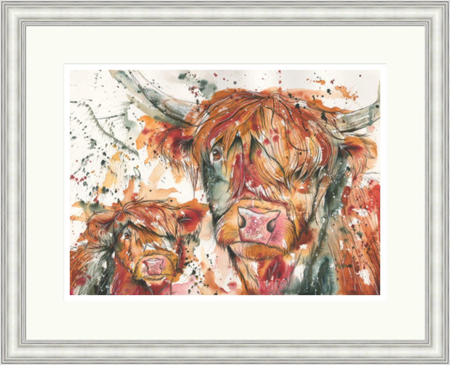 Ginger & Biscuit Highland Cow & Calf Art Print by Tori Ratcliffe