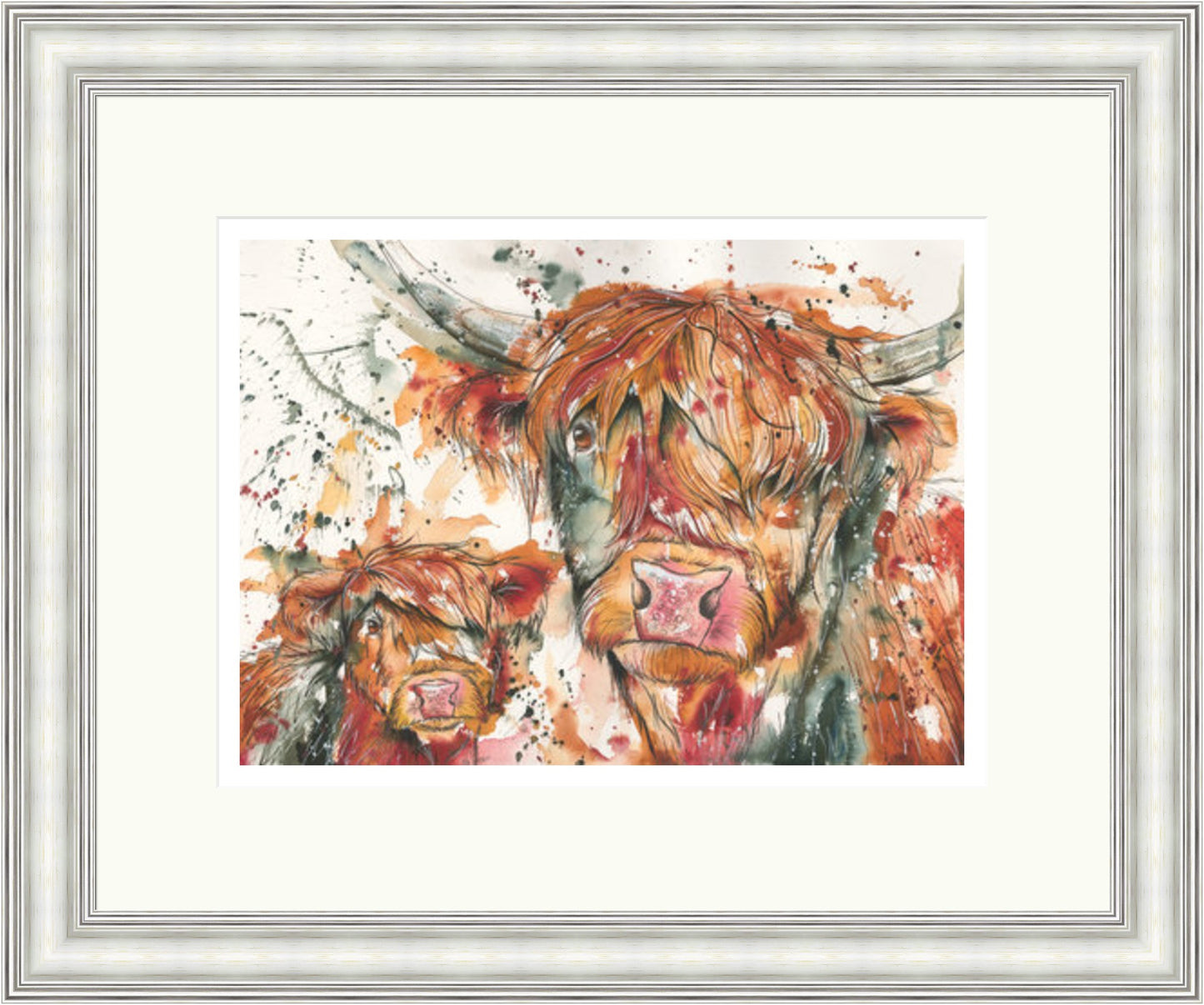 Ginger & Biscuit Highland Cow & Calf Art Print by Tori Ratcliffe