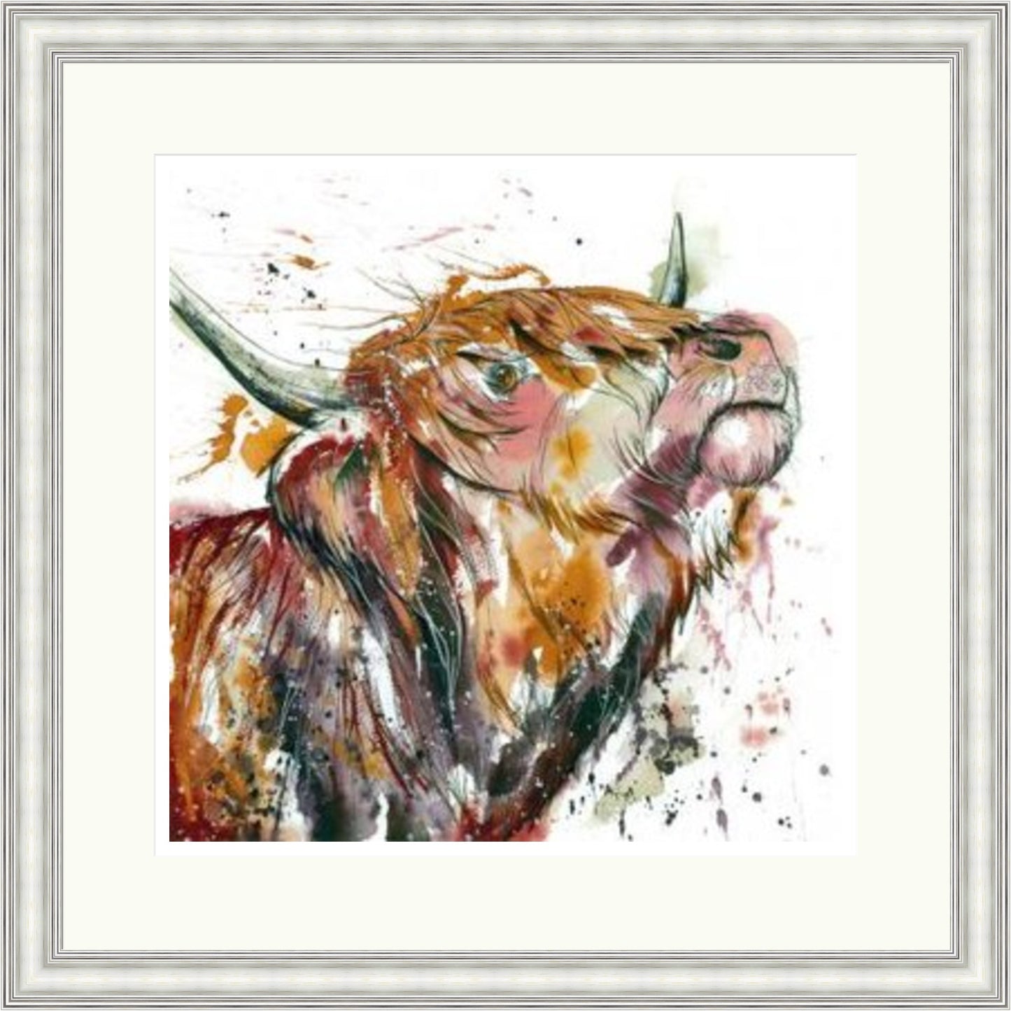 Chin Up Love Highland Cow Art Print by Tori Ratcliffe