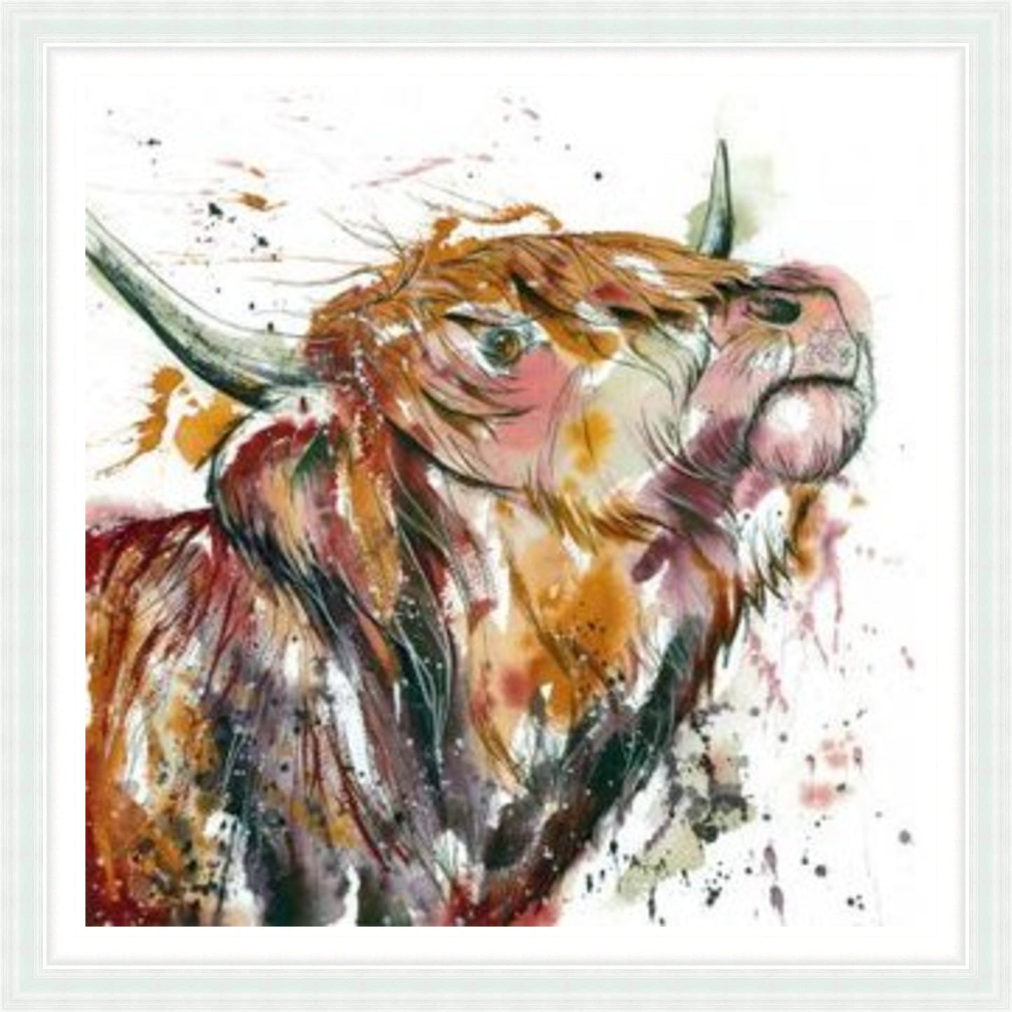 Chin Up Love Highland Cow Art Print by Tori Ratcliffe