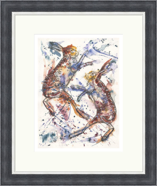 Jumping Jacks Boxing Hares Art Print by Tori Ratcliffe
