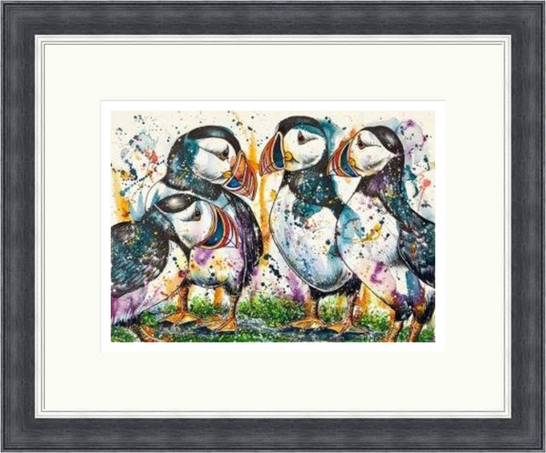 The Gossips Puffins Art Print by Tori Ratcliffe