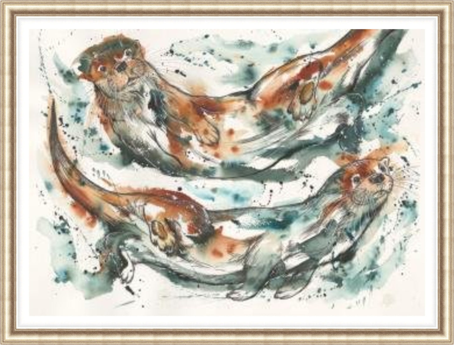 Just the Two of Us Otters Art Print by Tori Ratcliffe