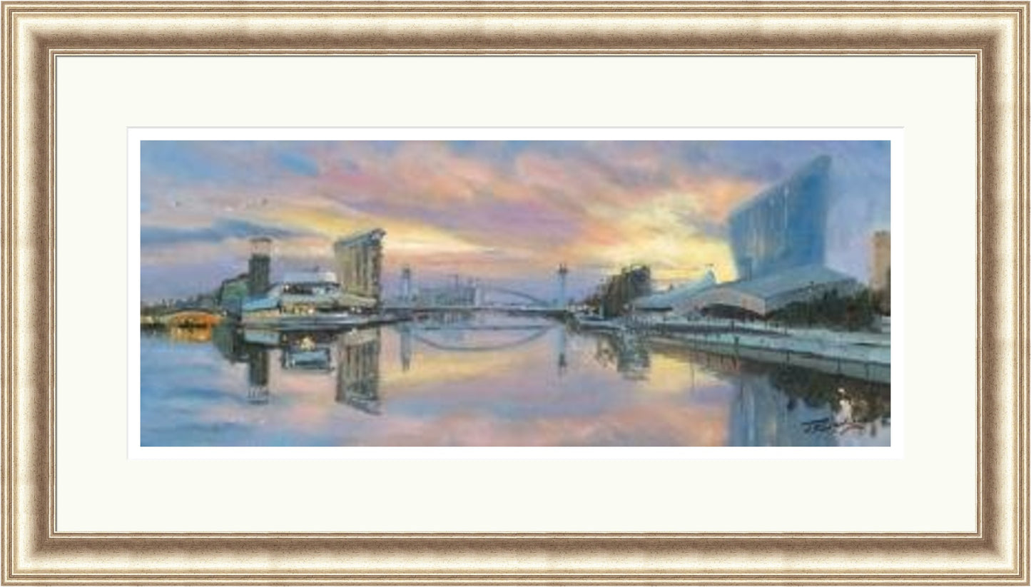 Morning on Salford Quays, Manchester by James Somerville Lindsay