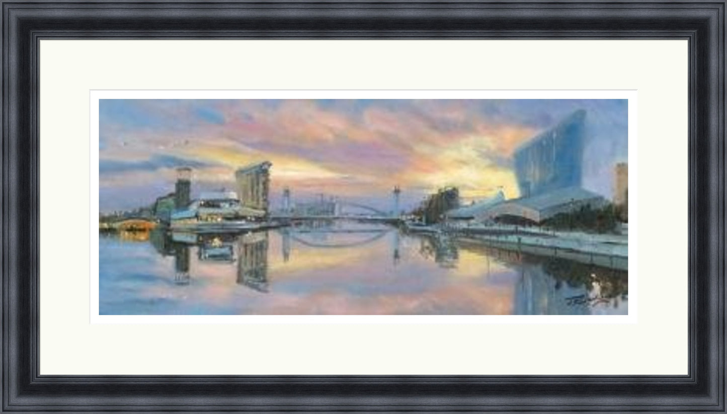 Morning on Salford Quays, Manchester by James Somerville Lindsay