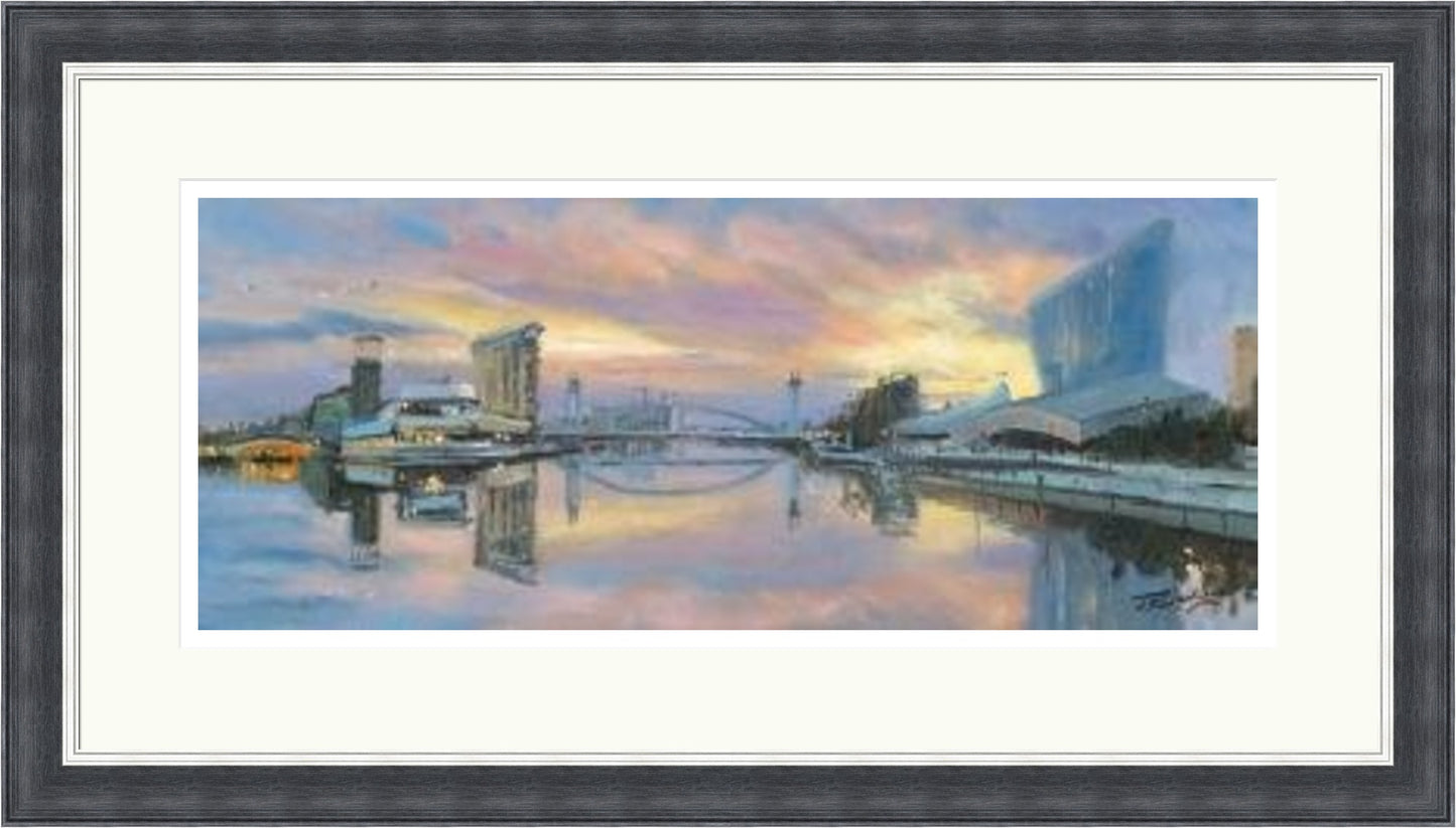 Morning on Salford Quays, Manchester by James Somerville Lindsay