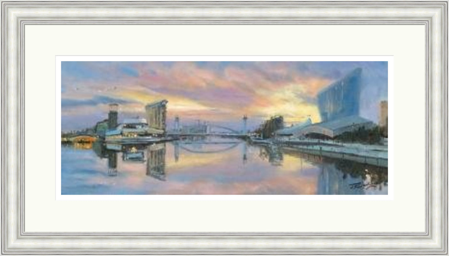 Morning on Salford Quays, Manchester by James Somerville Lindsay