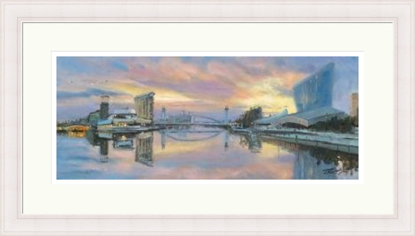 Morning on Salford Quays, Manchester by James Somerville Lindsay