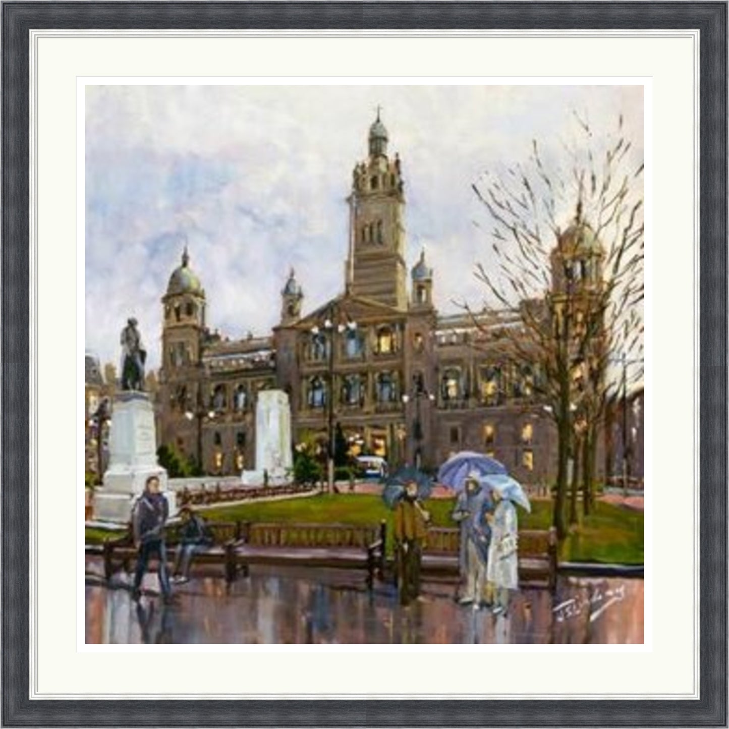 Rainy Day, George Square Glasgow by James Somerville Lindsay