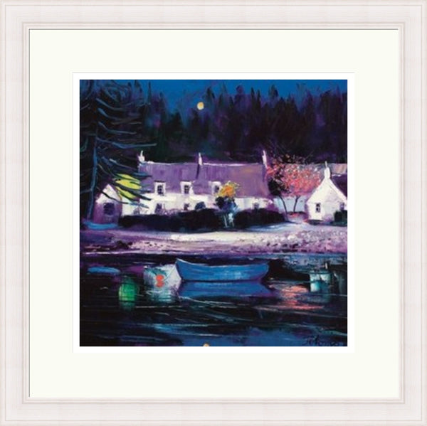 Blue Boat Lochgair Signed Limited Edition by John Lowrie Morrison (Jolomo)