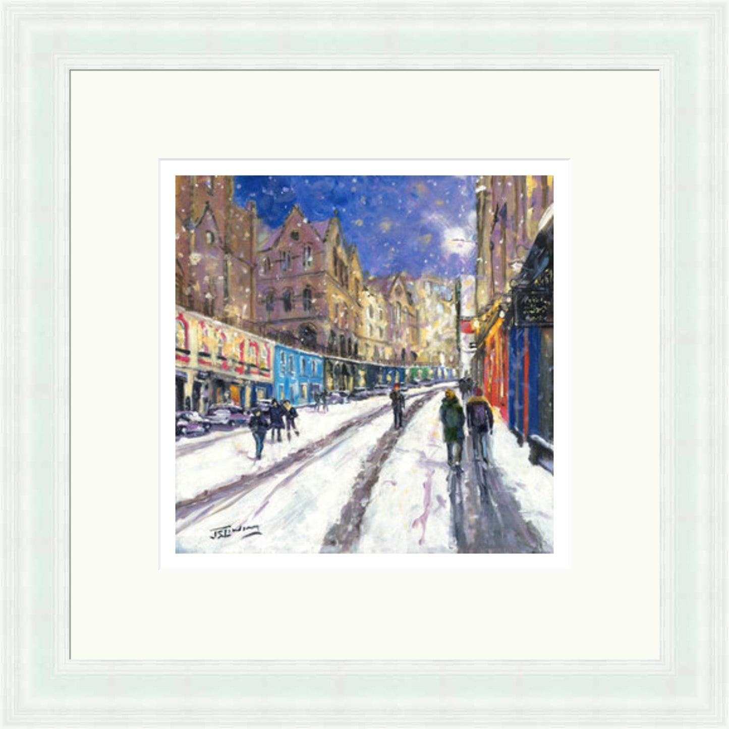 Heavy Snowfall, Victoria Street Edinburgh by James Somerville Lindsay