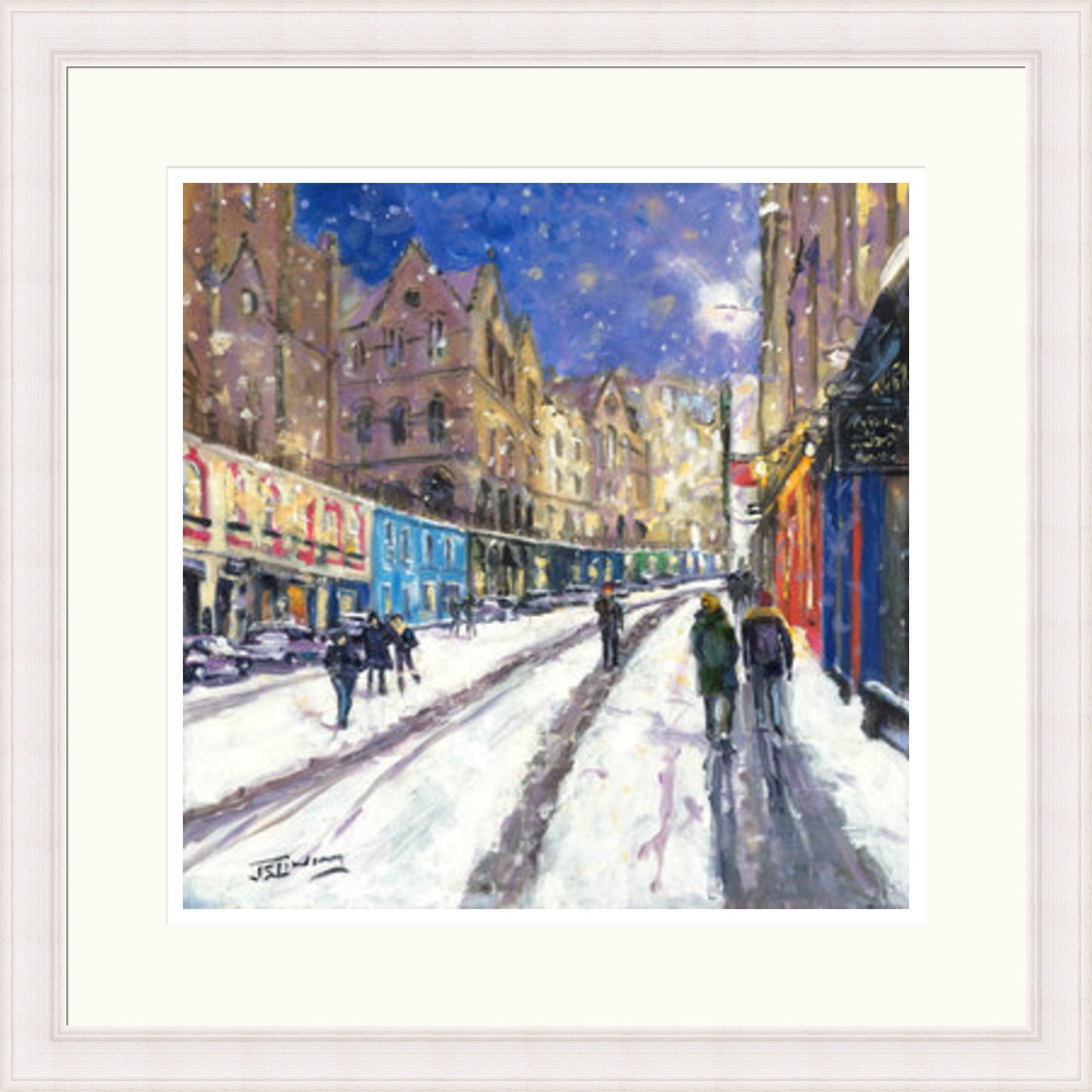 Heavy Snowfall, Victoria Street Edinburgh by James Somerville Lindsay