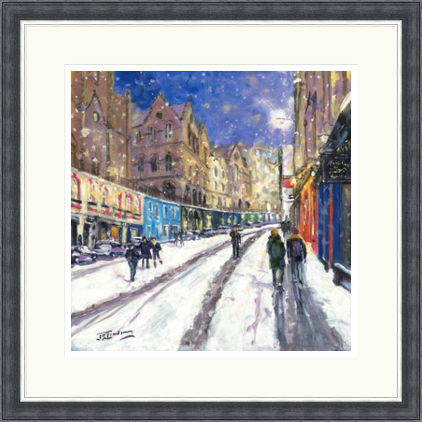 Heavy Snowfall, Victoria Street Edinburgh by James Somerville Lindsay